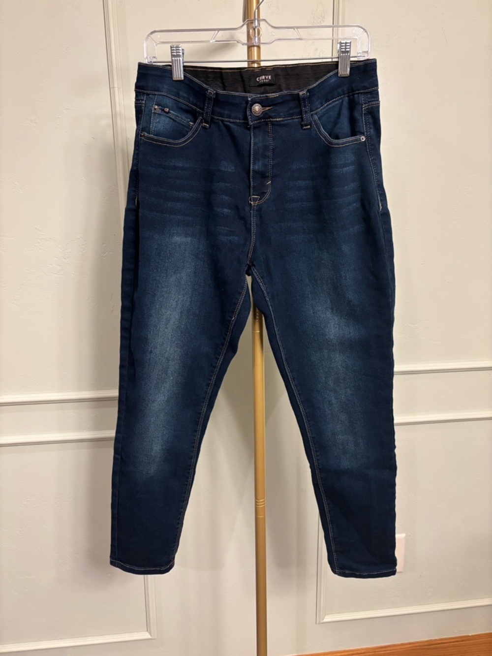 Curve Appeal Dark Wash Stretch Cropped Denim Jeans Size 12